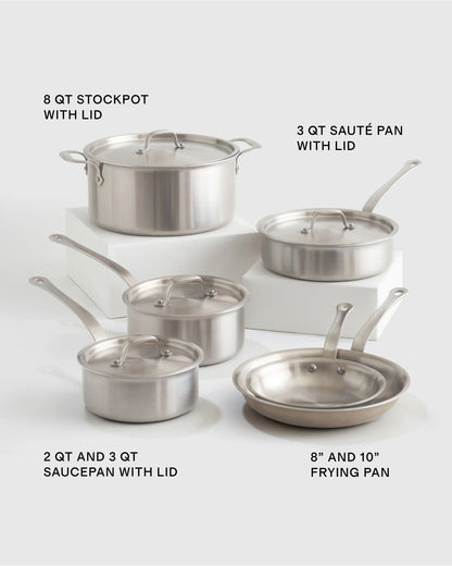 5-Ply Stainless Steel 10 Piece Cookware Set - One Size / No Color