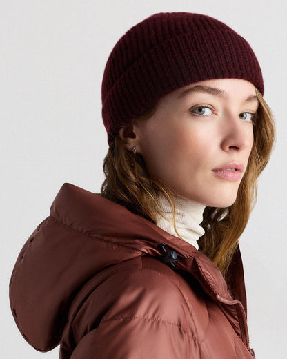 Mongolian Cashmere Ribbed Beanie - XS/S / Heather Charcoal