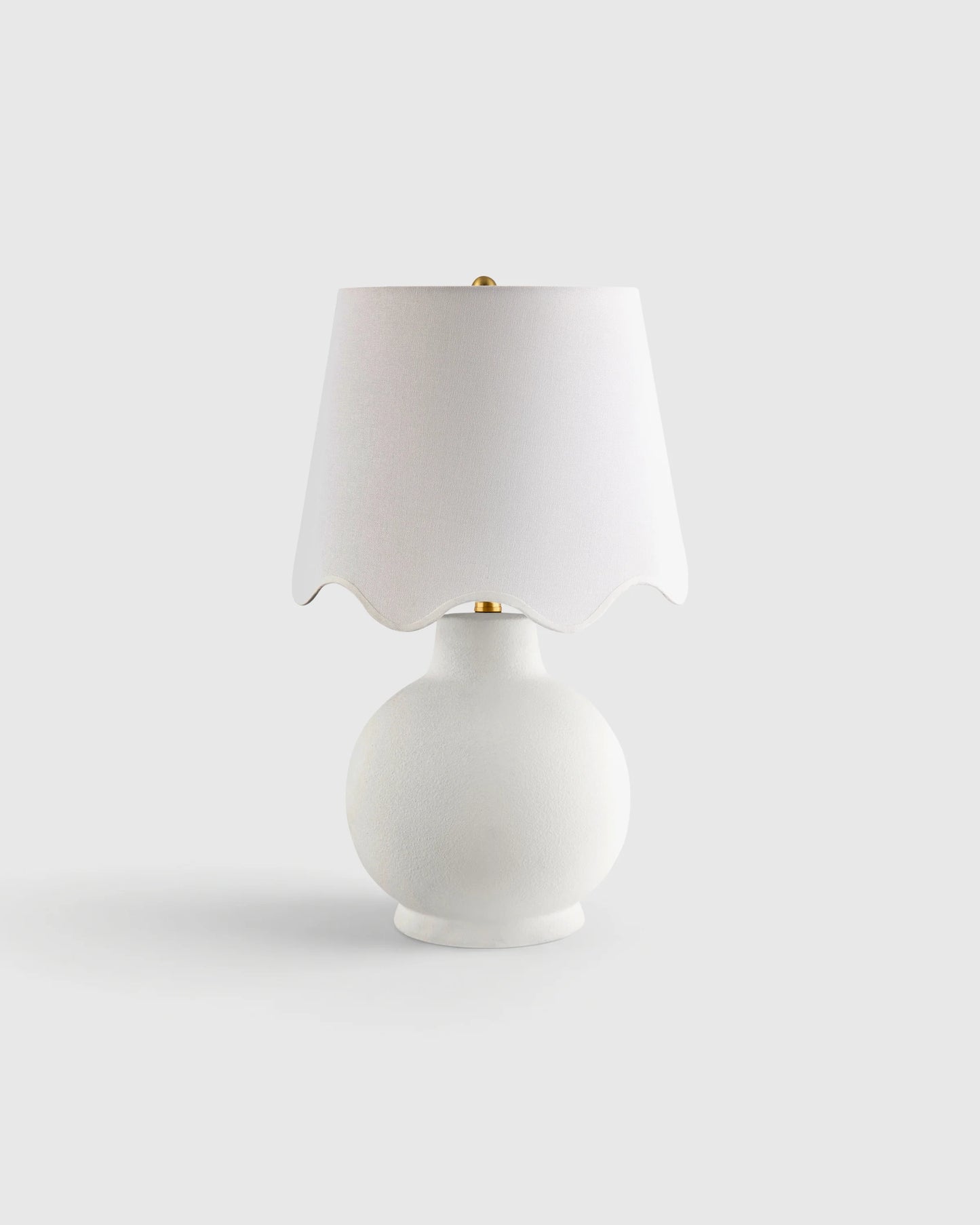 Coastal Ceramic Table Lamp with Scallop Shade - One Size / White