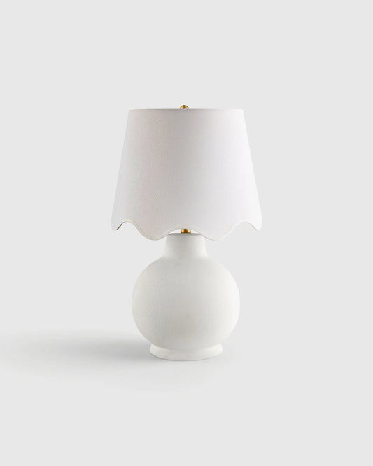 Coastal Ceramic Table Lamp with Scallop Shade - One Size / White