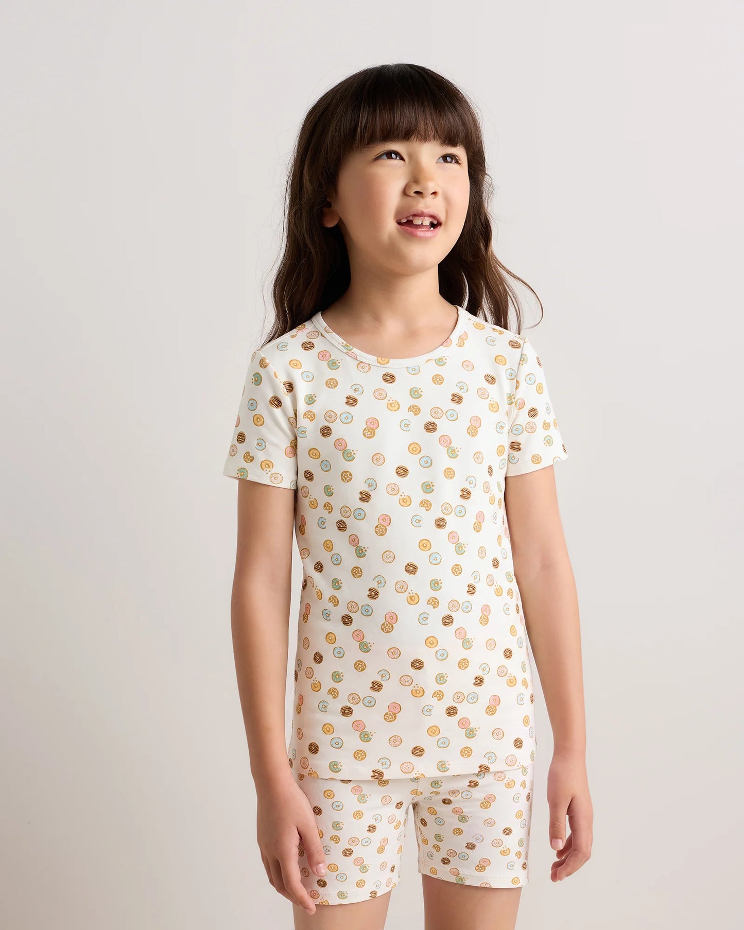 Bamboo Short Sleeve and Shorts Pajama Set - 6 / Lavender Hearts