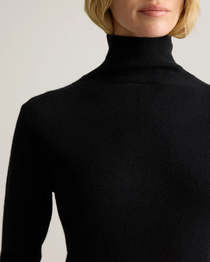 Mongolian Cashmere Turtleneck Midi Sweater Dress - XS / Charcoal