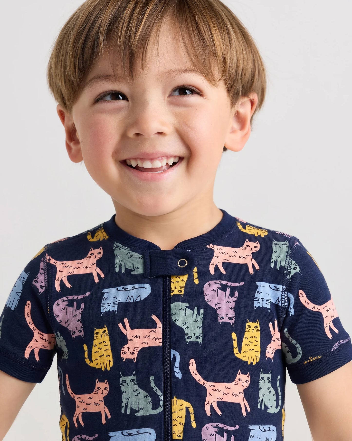 100% Organic Cotton Shortie Onesie Pajama - 2T / Navy Stripe