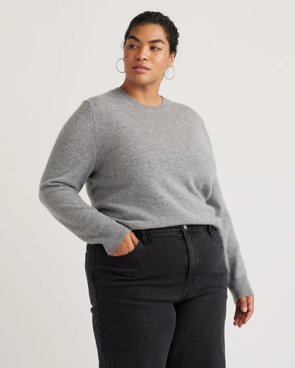Mongolian Cashmere Crewneck Sweater - 1X / Pale Custard Yellow