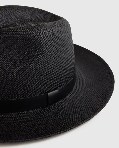 Toquilla Straw Panama Hat - S / Black