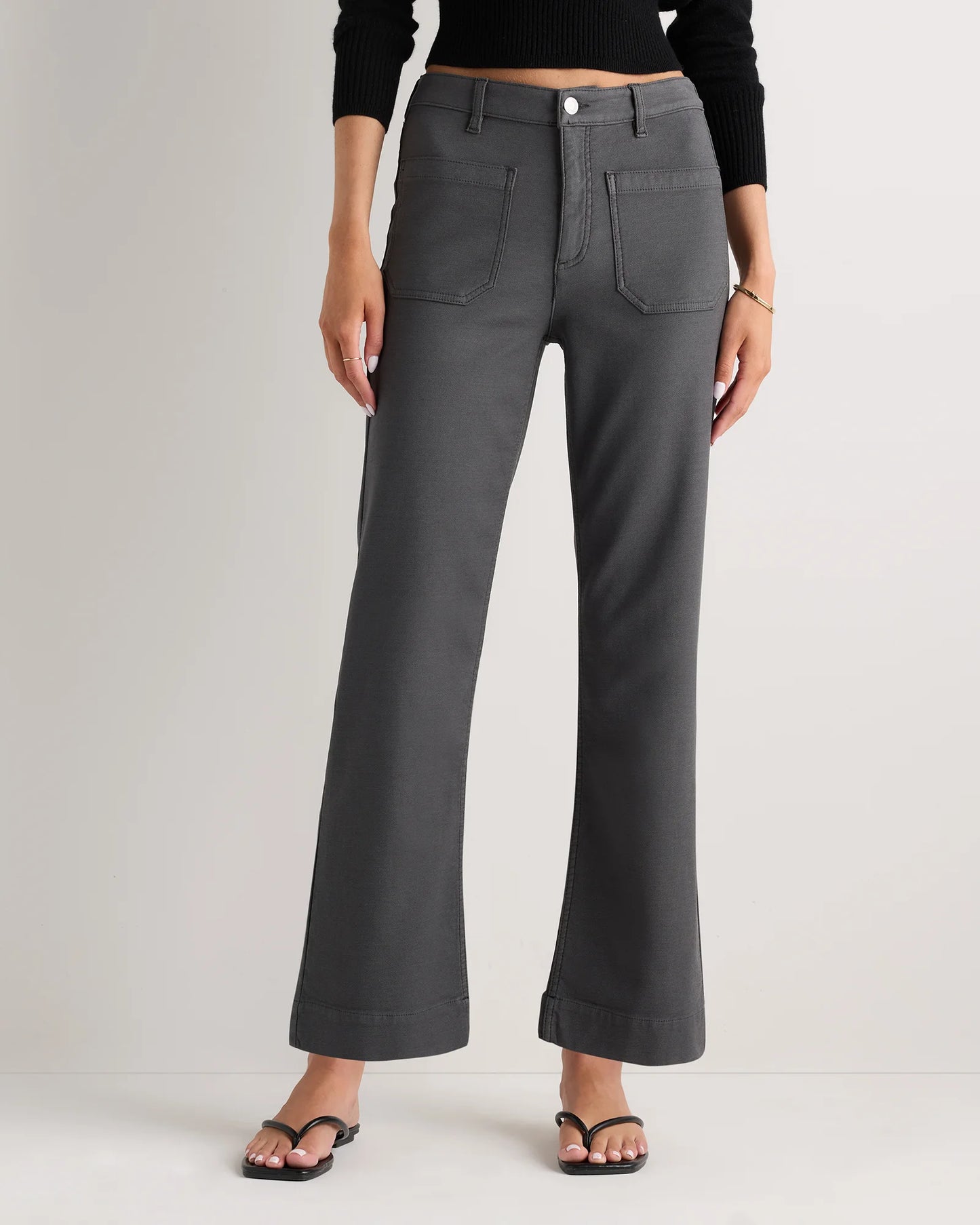 French Terry Wide Leg Pants - 0 / Deep Navy