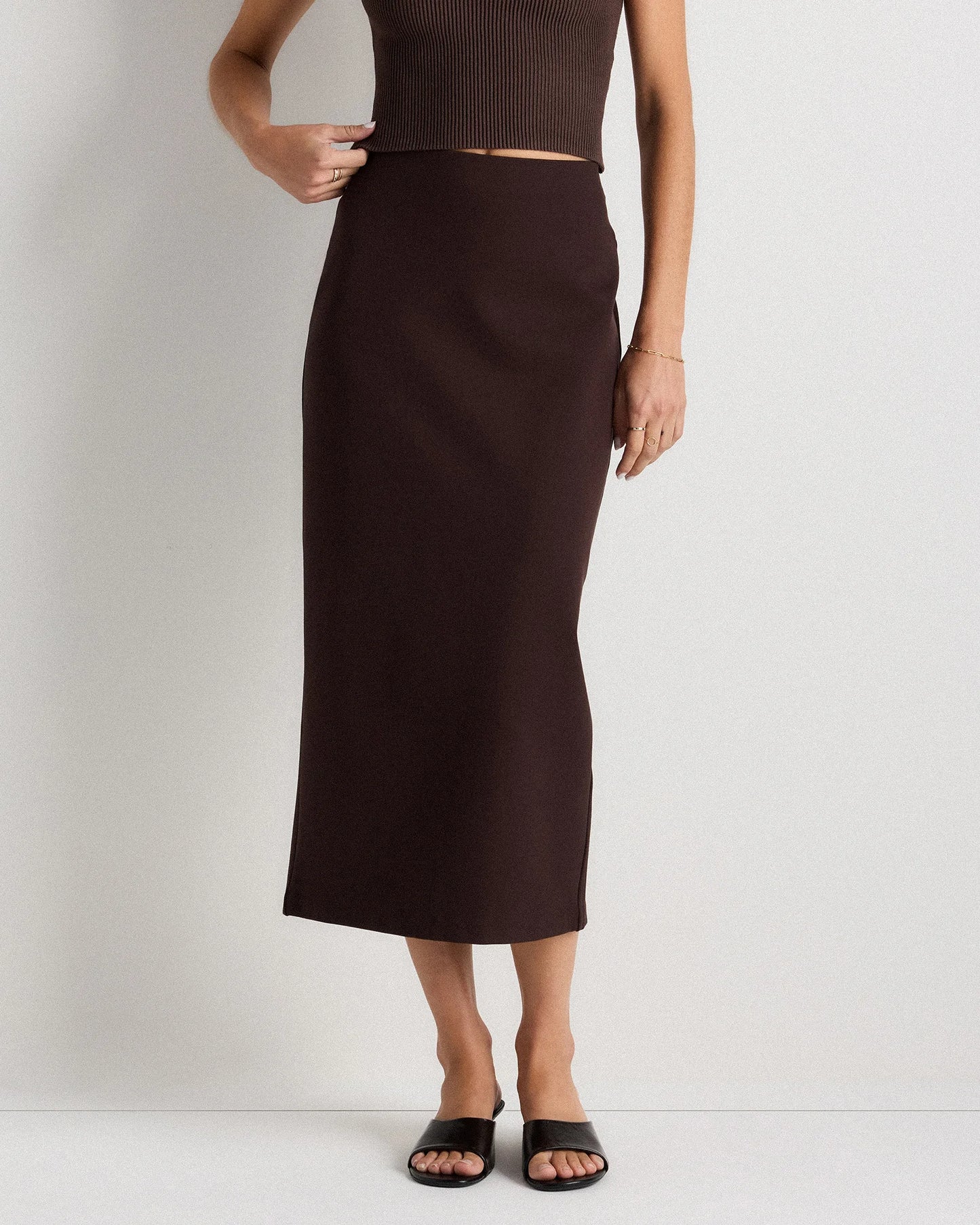 Ultra-Stretch Ponte Maxi Pencil Skirt - XS / Navy