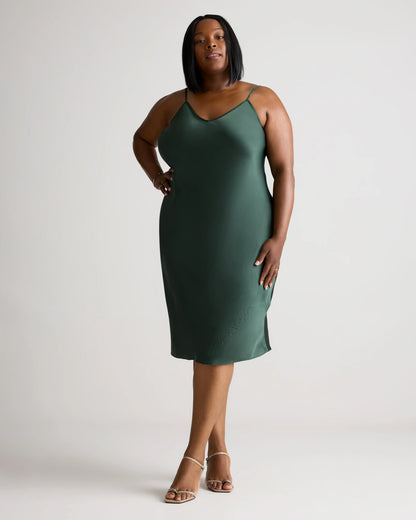 100% Washable Silk Slip Dress - 1X / Champagne