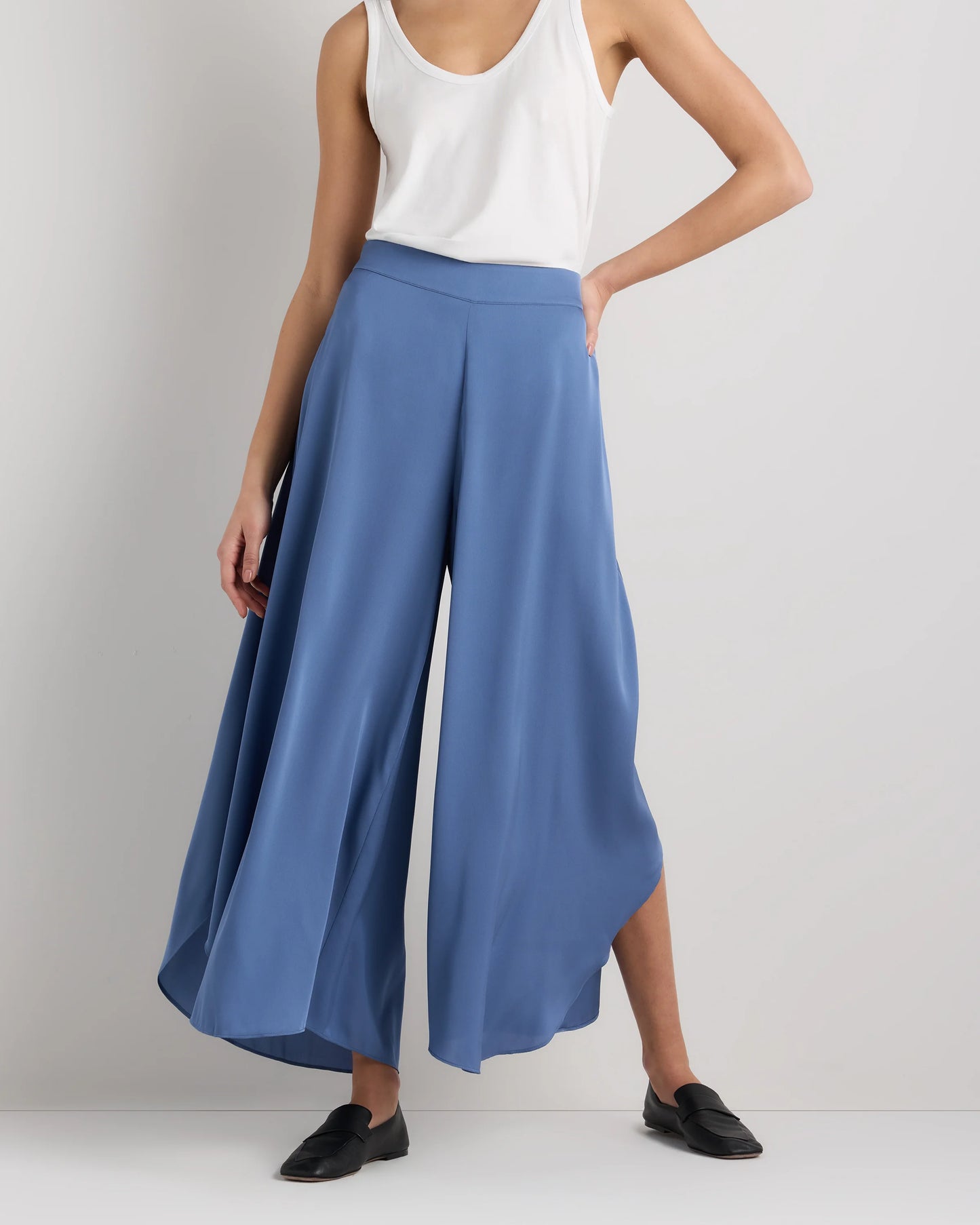 Washable Stretch Silk Palazzo Pants - XS / Black