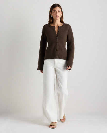 Mongolian Cashmere Structured Cardigan - XS / Oatmeal