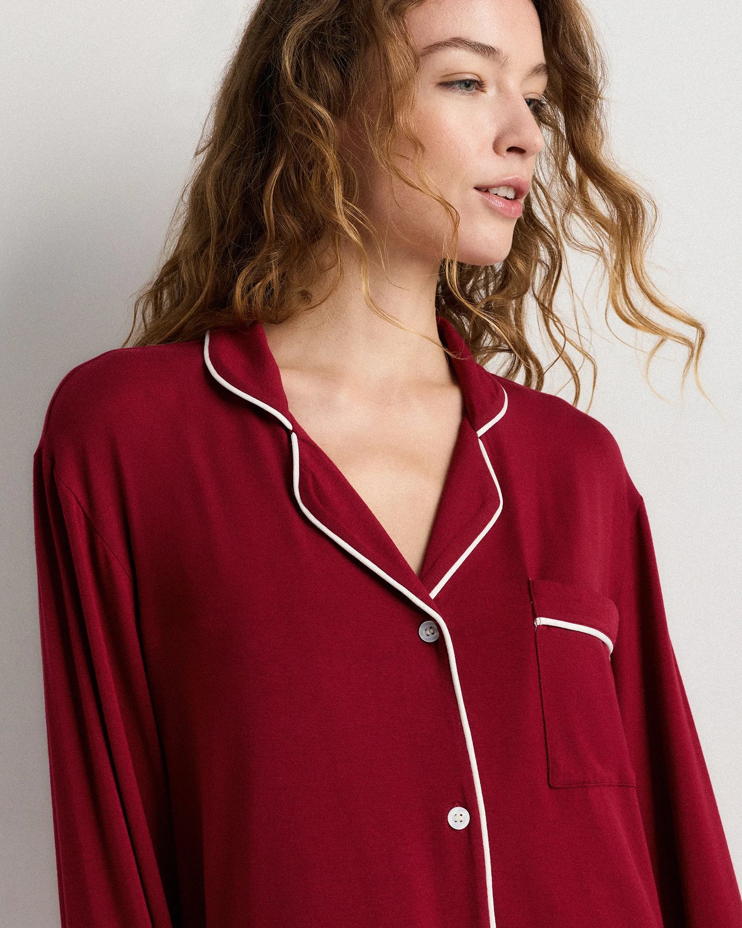 Bamboo Jersey Sleep Shirt - XS / Rhubarb