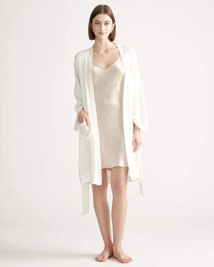 100% Washable Silk Robe - XS / Indigo