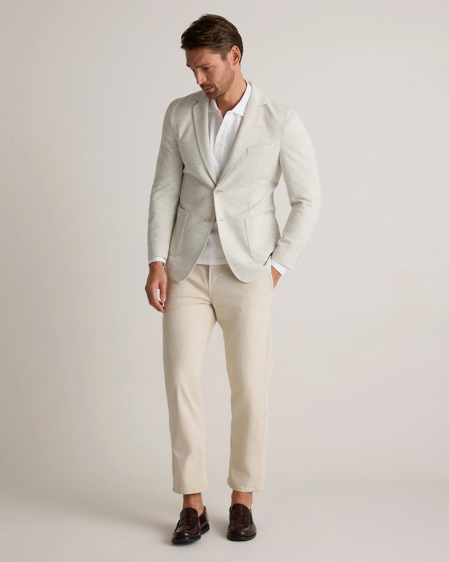 Cotton Pique Knit Blazer - XS / Heather Charcoal