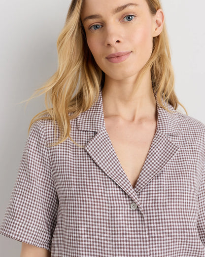 100% European Linen Short Sleeve Shirt - XS / Moonstone Blue
