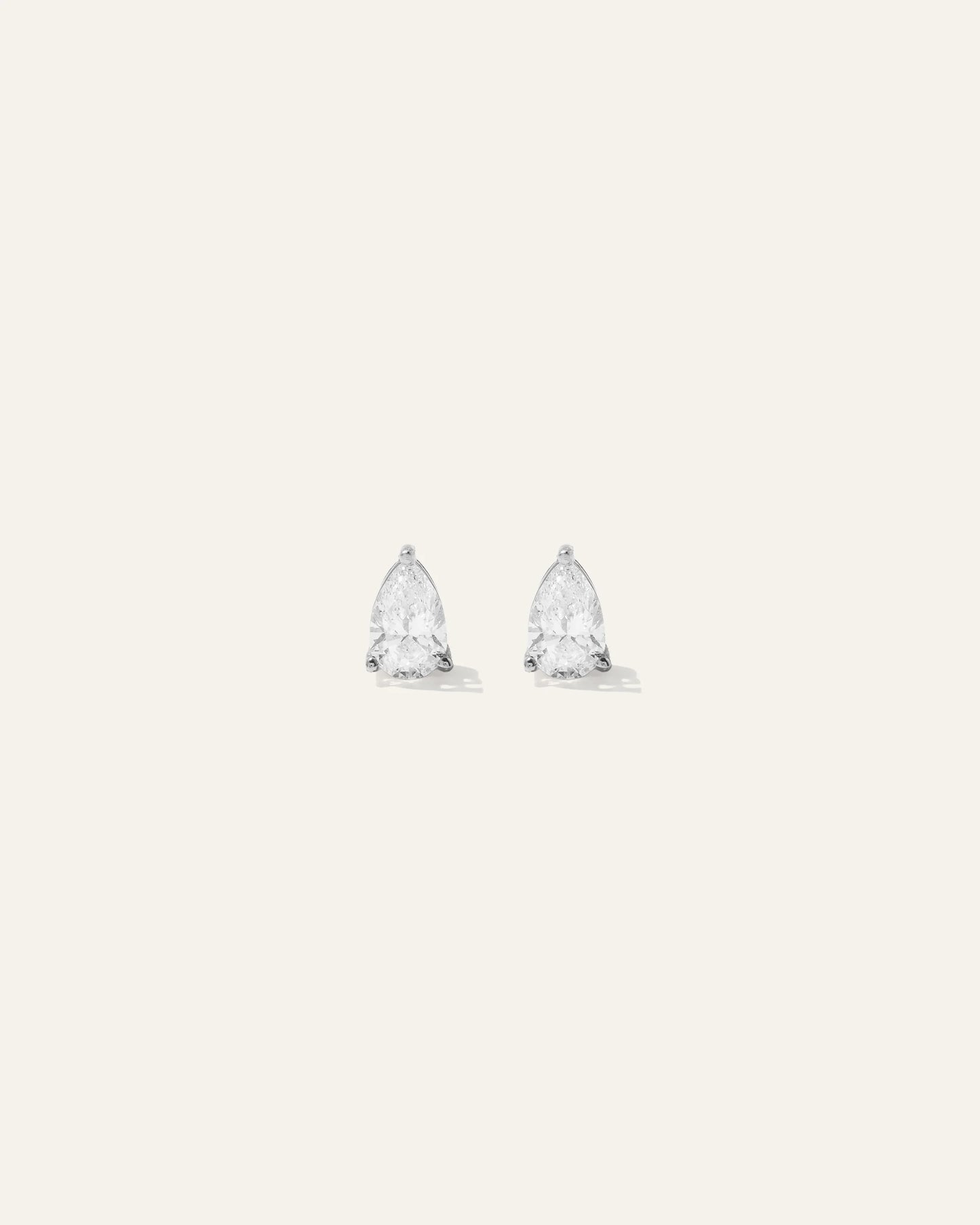 14k Gold Lab Grown Diamond Pear Solitaire Studs - 1ctw - One Size / White Gold