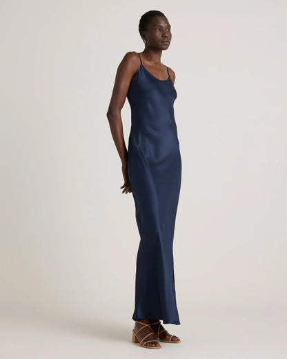 100% Washable Silk Maxi Slip Dress - XS / Cordovan Red Hibiscus