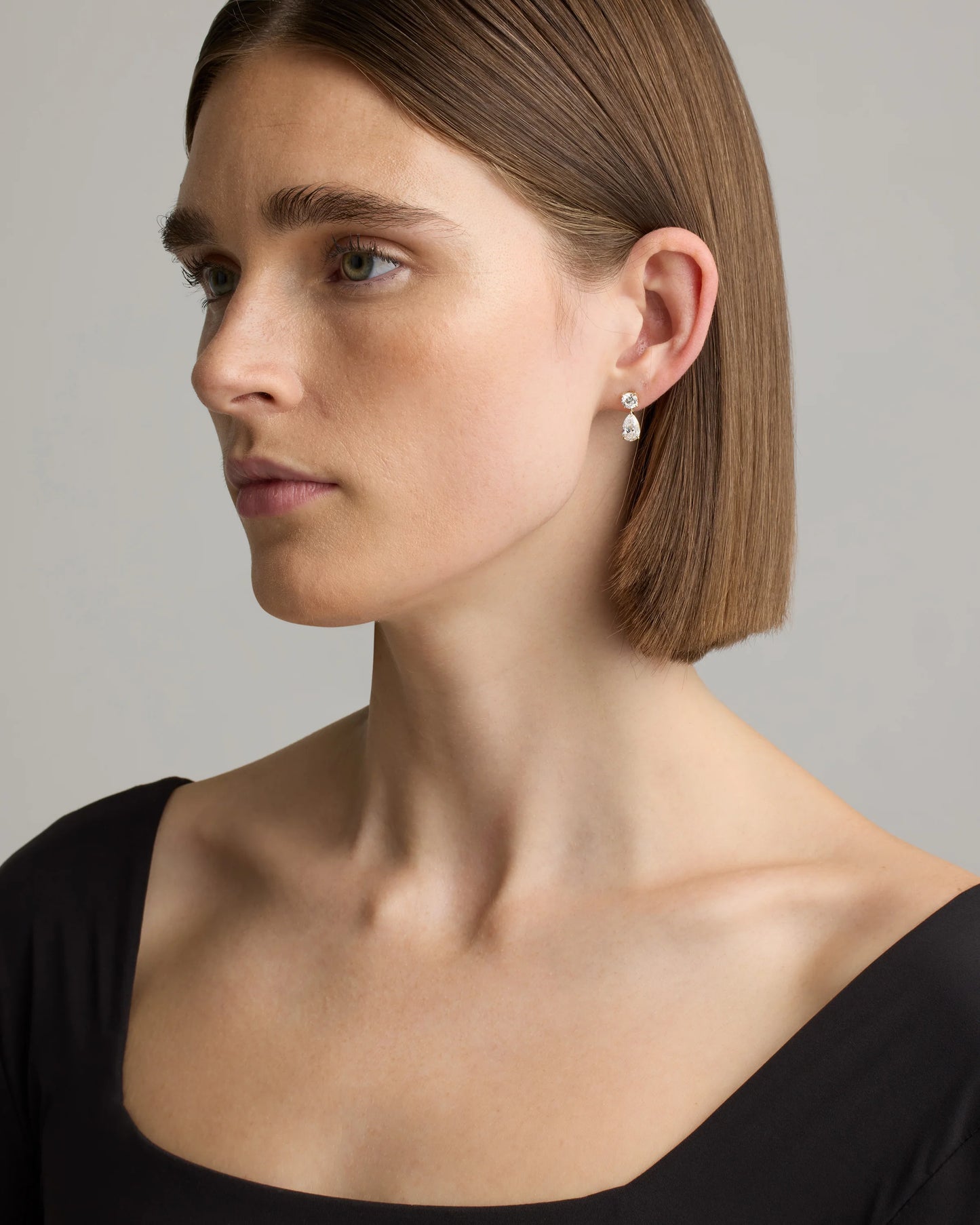 14K Gold Lab Grown Diamond Round & Pear Drop Earrings - One Size / Yellow Gold