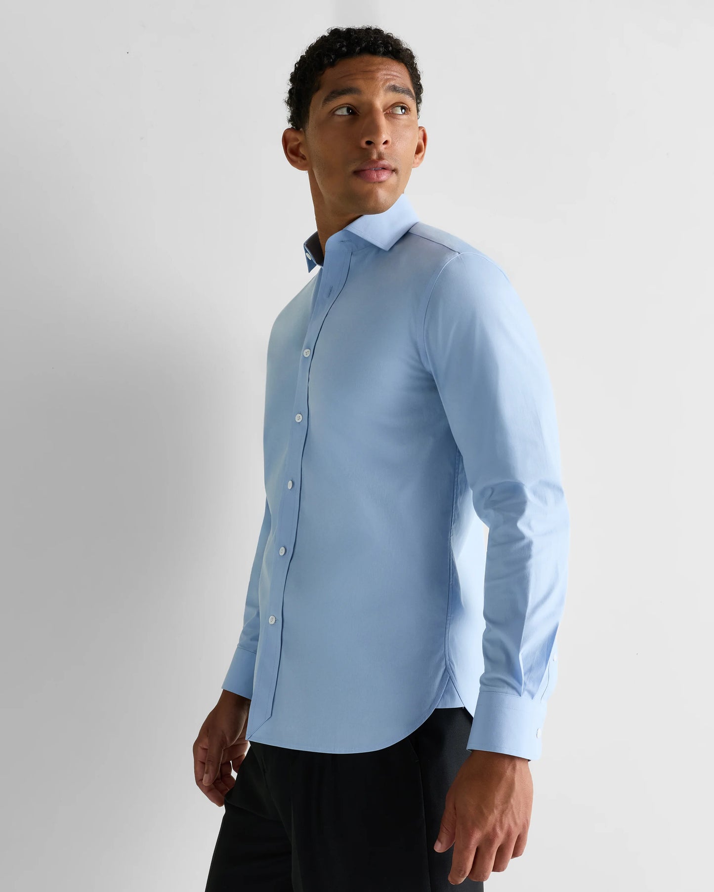 Organic Cotton Stretch Poplin Dress Shirt - S / White/Navy Minigrid