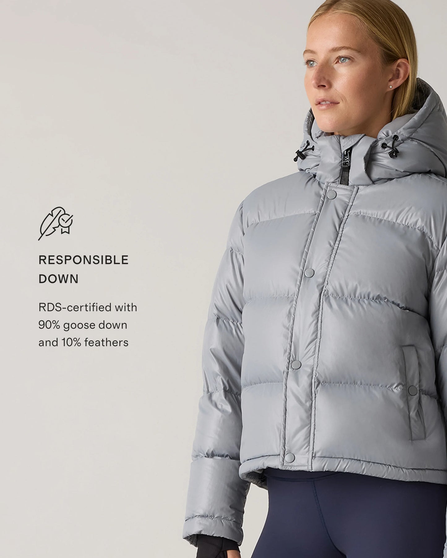 Responsible Down Cropped Puffer Jacket - XS / Shiny Black