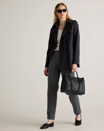 Organic Cotton Double Knit Straight Pants - XS / Soft Camel