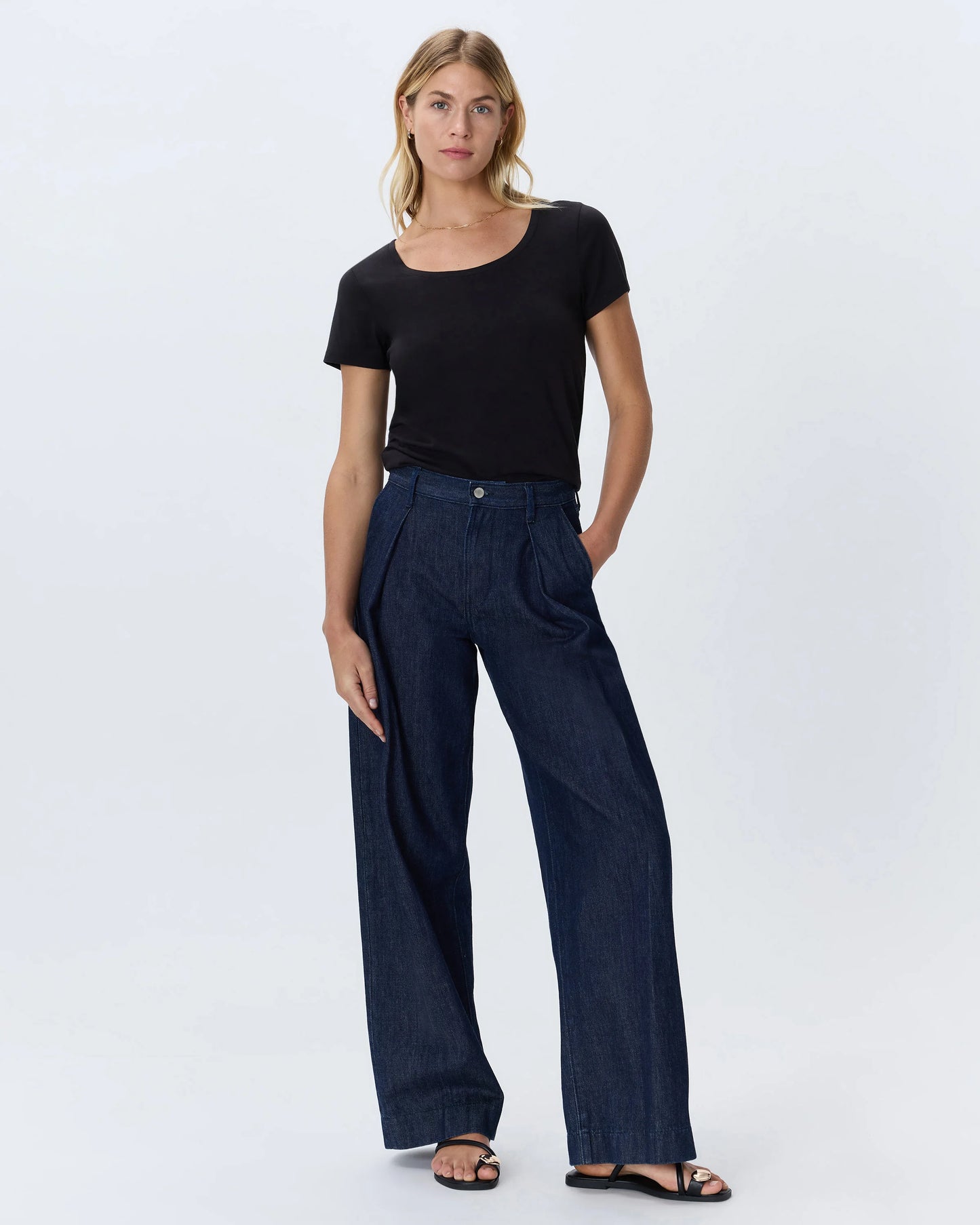 Cotton Modal Scoop Neck Tee - XS / Navy