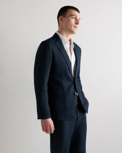 100% European Linen Tailored Blazer - 38R / Deep Navy