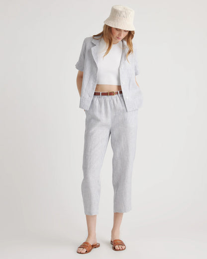 100% European Linen Pants - XS / White