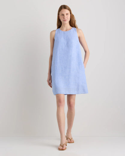 100% European Linen Tank Mini Dress - XS / Martini Olive