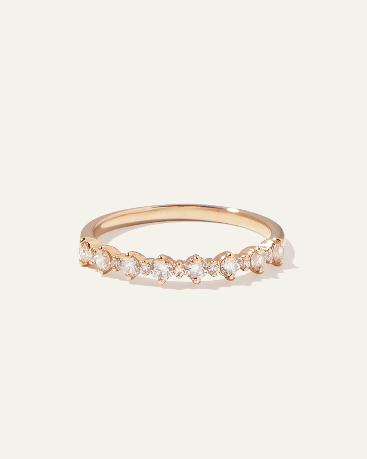 14K Gold Lab Grown Diamond Alternating Round Band - 4 / Yellow Gold
