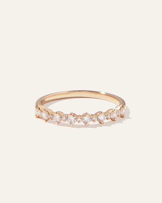 14K Gold Natural Diamond Alternating Round Band - 4 / Yellow Gold