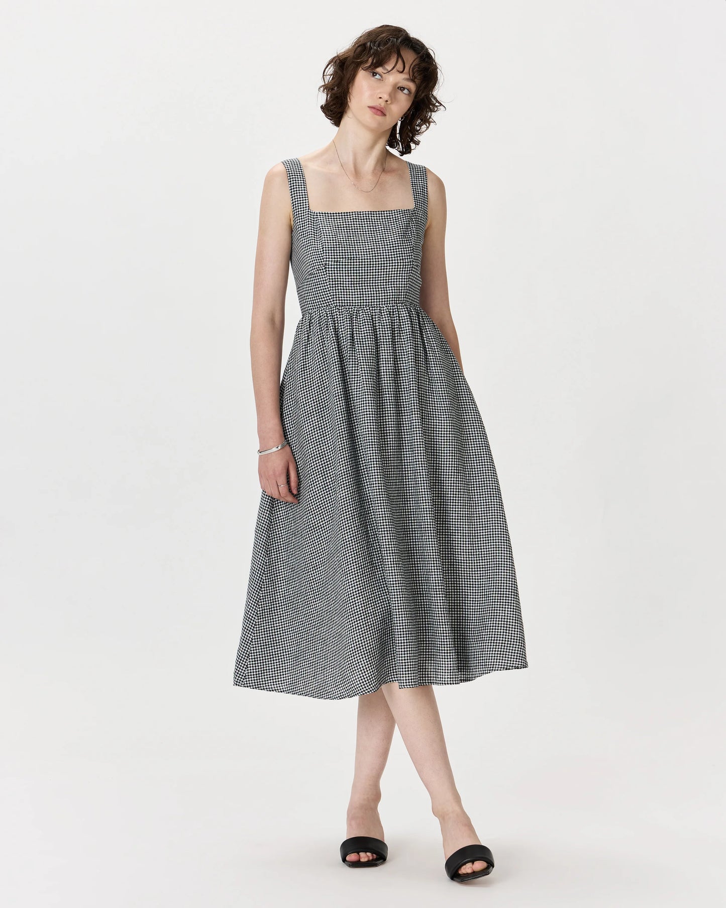 100% European Linen Fit & Flare Midi Dress - XS / Brick Red Heirloom Floral