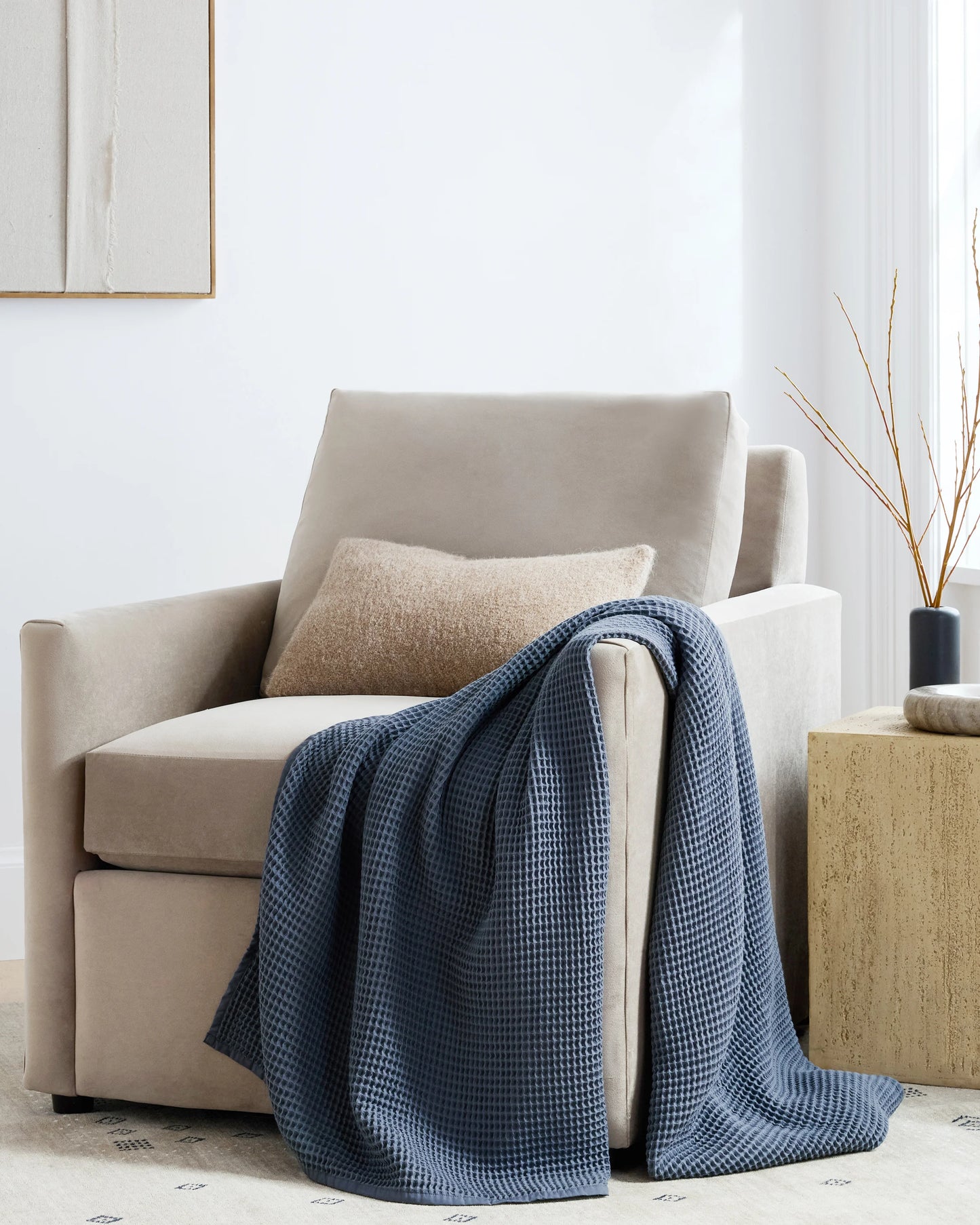 Organic Waffle Throw - 50x70 / Dried Sage