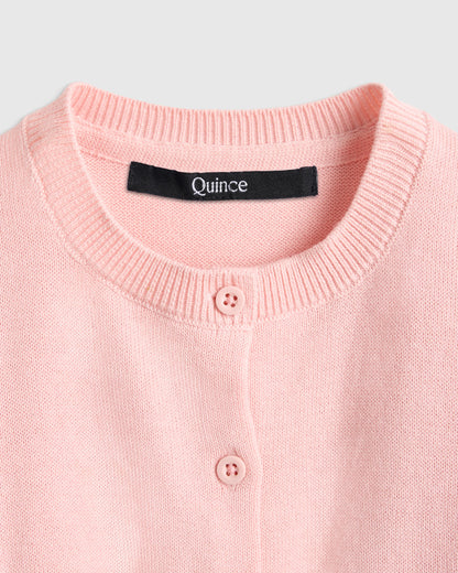 100% Organic Cotton Crewneck Cardigan - 0-3M / Ivory