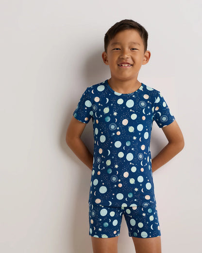 Bamboo Short Sleeve and Shorts Pajama Set - 6 / Lavender Hearts
