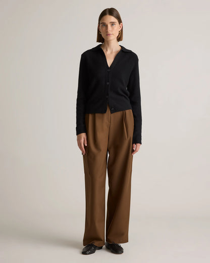Mongolian Cashmere Collared Cardigan - XS / Heather Charcoal