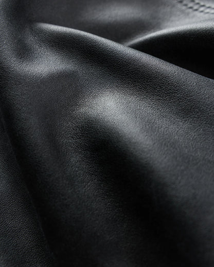 100% Leather Oversized Biker Jacket - XS / True Black