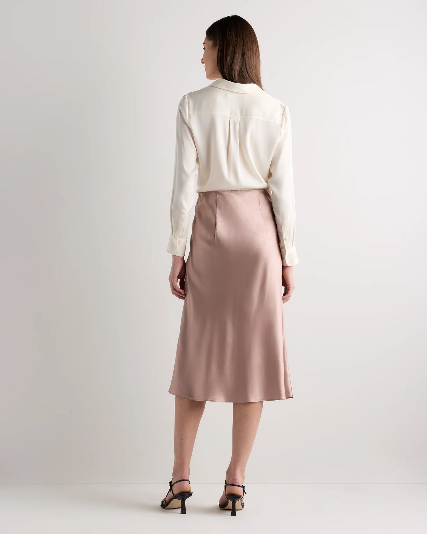 100% Washable Silk Skirt - XS / Champagne