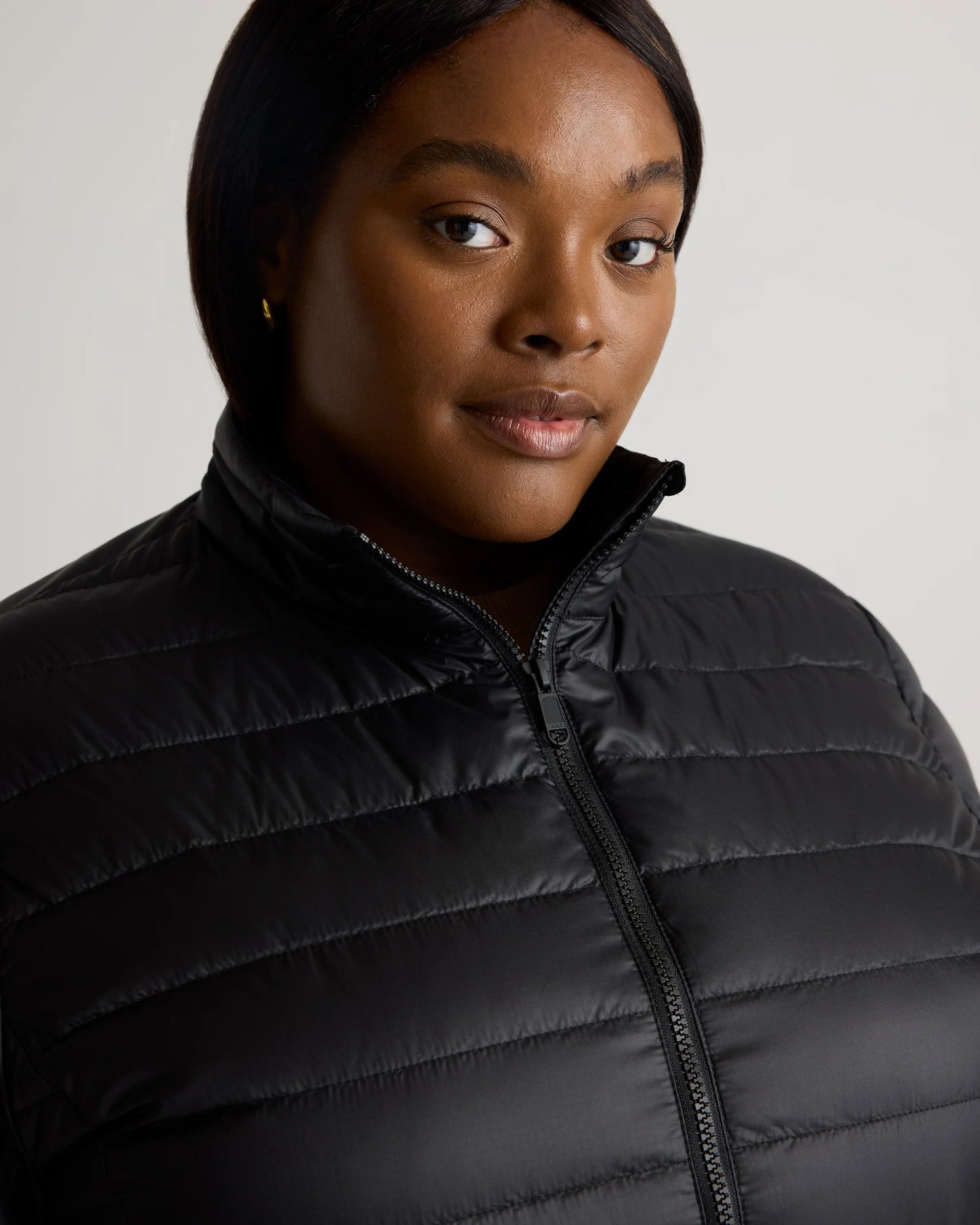 Lightweight Down Packable Puffer Jacket - 1X / Black