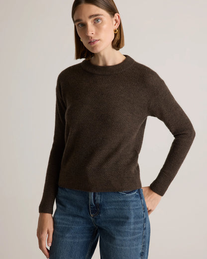 Baby Alpaca-Wool Diamond Stitch Crew - XS / Charcoal
