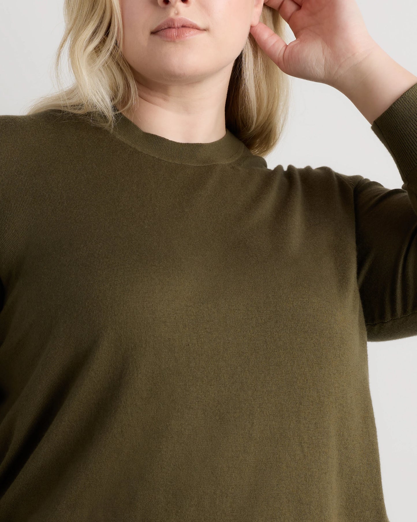Lightweight Cotton Cashmere Crew Sweater - 1X / Black