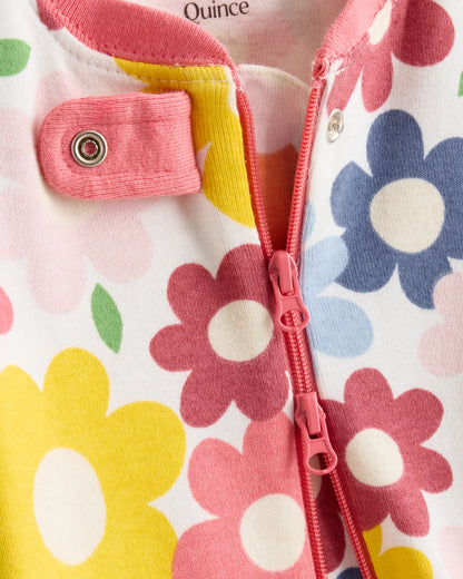 100% Organic Cotton Shortie Onesie Pajama - 0-3M / Animal Faces