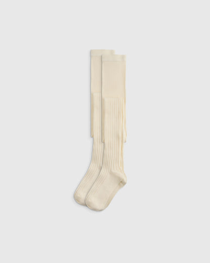 Organic Cotton Rib Tights (2-pack) - 12-24M / Ivory