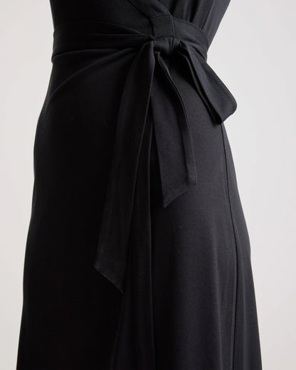 100% Silk Jersey Mini Wrap Dress - XS / Evergreen