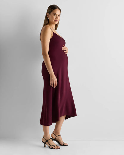 Washable Stretch Silk Maternity Slip Dress - XS / Moonstone Blue Heirloom Floral