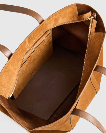 Italian Suede Everyday Tote - One Size / Whiskey