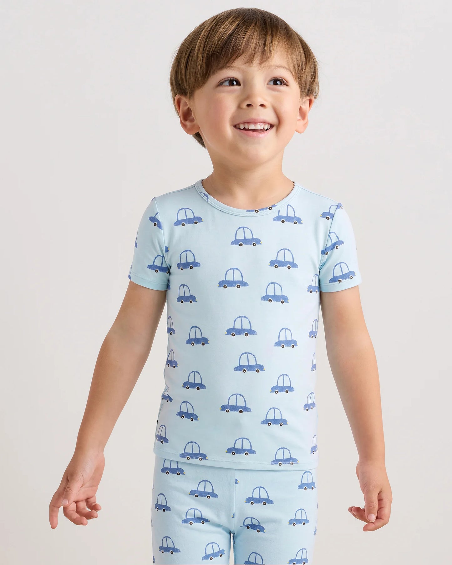 Bamboo Short Sleeve and Shorts Pajama Set - 2T / Lavender Hearts