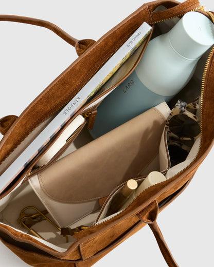 Hudson Suede Tote - One Size / Chocolate Brown