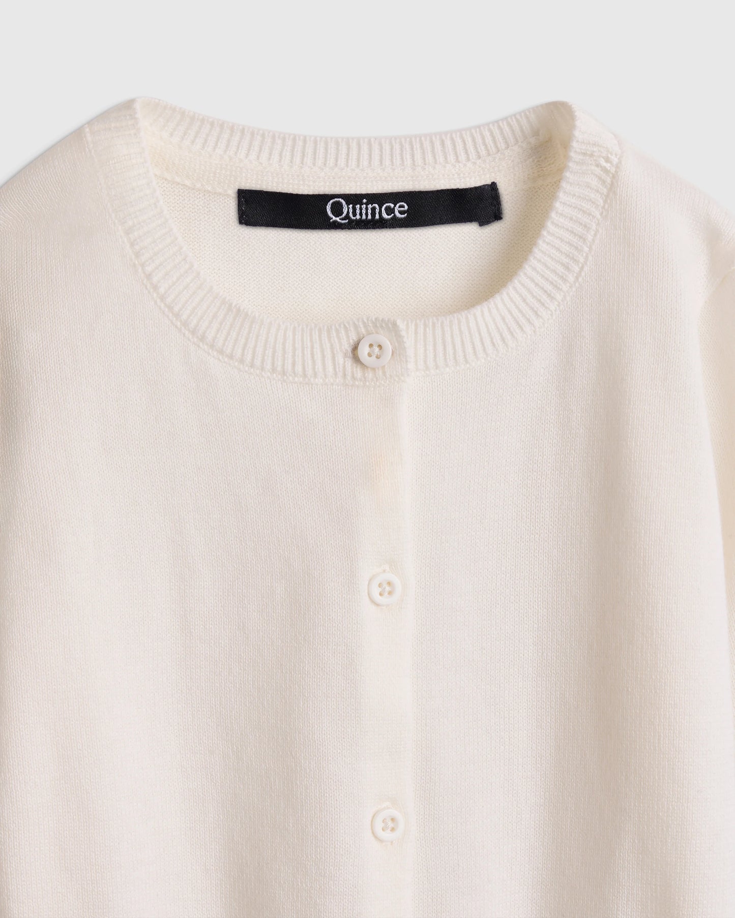 100% Organic Cotton Crewneck Cardigan - 2T / Ivory