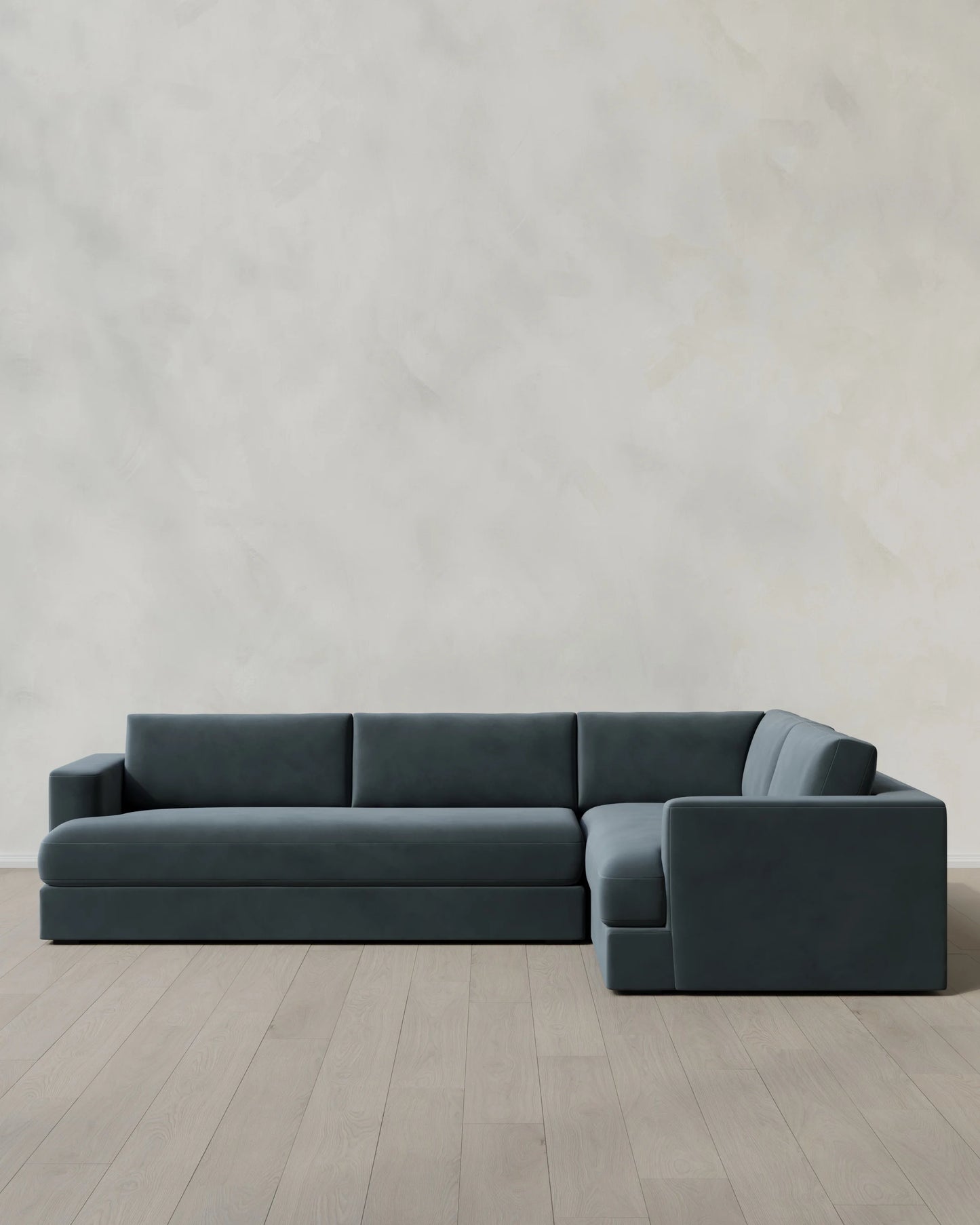 Sierra Curved Arm L Sectional in Performance Velvet - Right Arm / Sable