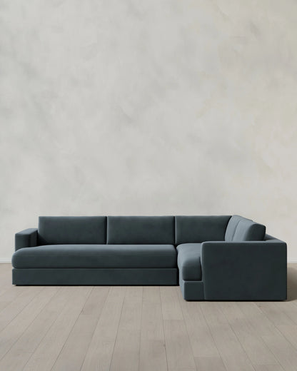 Sierra Curved Arm L Sectional in Performance Velvet - Right Arm / Sable